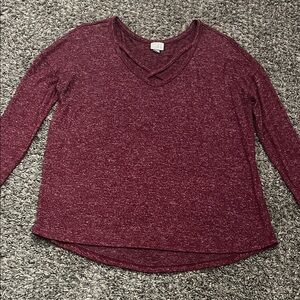 a new day Women's Burgundy Long Sleeve V-Neck Top